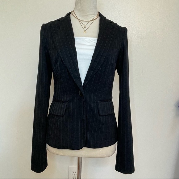 BCX Jackets & Blazers - Black pinstripe blazer size medium. Single button front closure. Size Medium.
